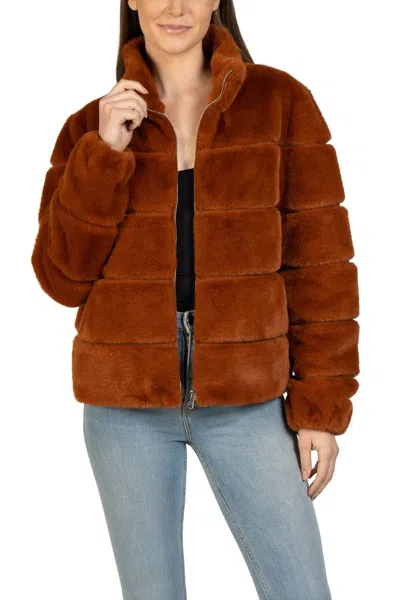 Love Token Alex Faux Fur Jacket In Golden In Brown