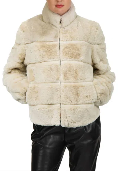 Love Token Alex Faux Fur Jacket In Ivory In Neutral
