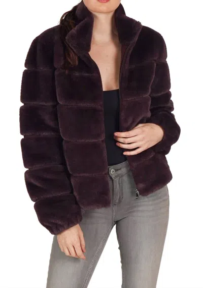 Love Token Alex Faux Fur Jacket In Plum In Brown