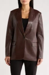 Love Token Alexa Faux Leather Blazer In Burgundy