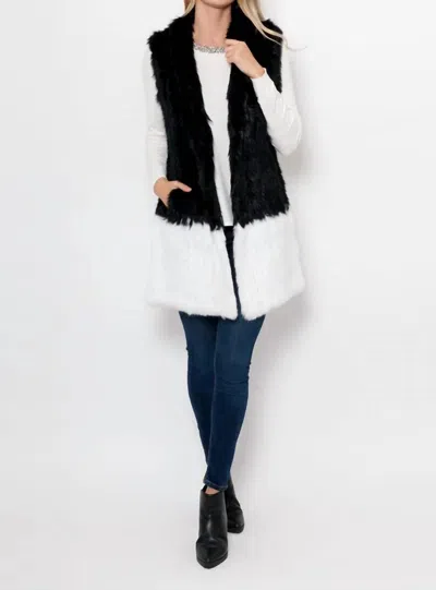 Love Token Alexa Fur Vest In Black/white In Multi