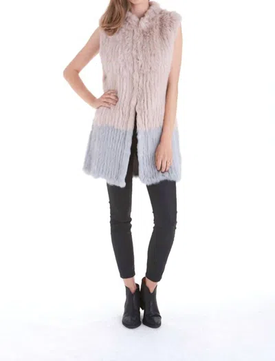 Love Token Alexa Fur Vest In Blush/grey In Pink