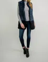 Love Token Alexa Fur Vest In Teal/black In Multi