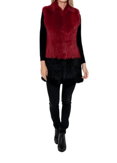 Love Token Alexa Fur Vest In Wine/black In Multi