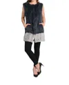 Love Token Alexa Genuine Real Rabbit Fur Vest In Gray Combo In Multi