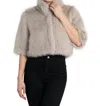 Love Token Allison Faux Fur Shrug Jacket In Silver In Silver