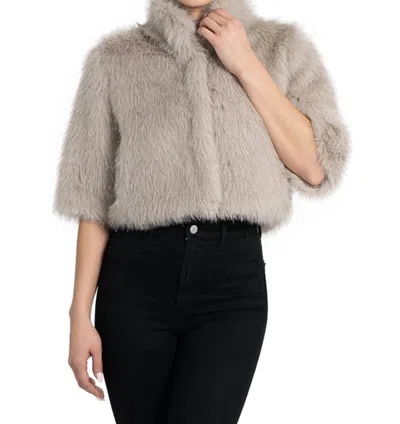 Love Token Allison Faux Fur Shrug Jacket In Silver In Gray