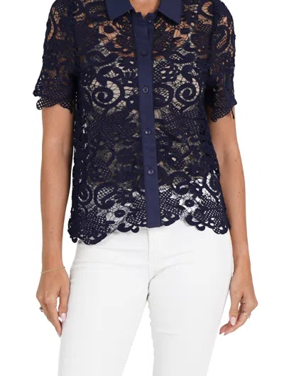Love Token Amy Lace Top In Navy In Blue