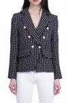 Love Token Angie Tweed Blazer In Black In Blue