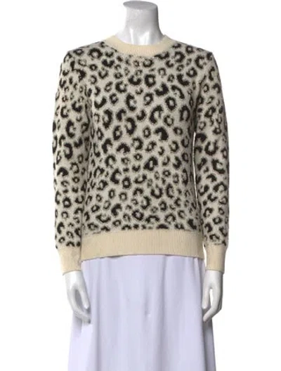 Pre-owned Love Token Animal Print Crew Neck Sweater In Neutral