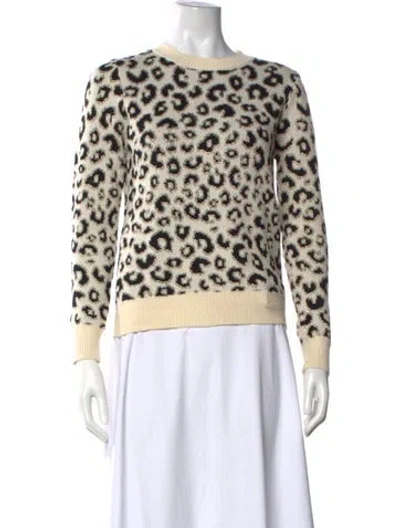 Pre-owned Love Token Animal Print Crew Neck Sweater In Neutrals