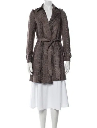 Pre-owned Love Token Animal Print Trench Coat In Neutral