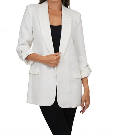 Love Token Asher Linen Blazer In White
