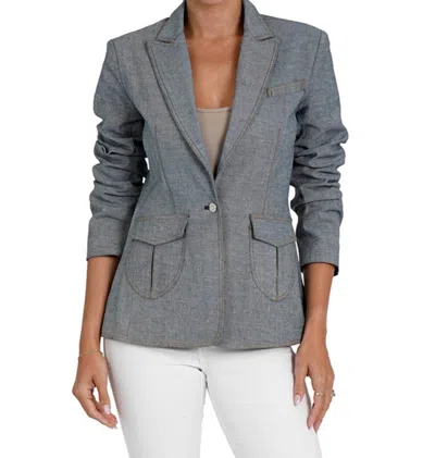 Love Token Ava Blazer In Denim In Green