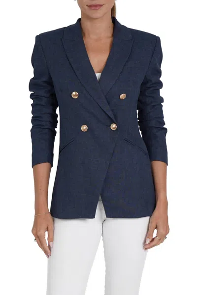 Love Token Bessie Linen Blend Blazer In Navy In Blue
