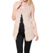 Love Token Bloked Genuine Rabbit Fur Vest In Blush In Gold