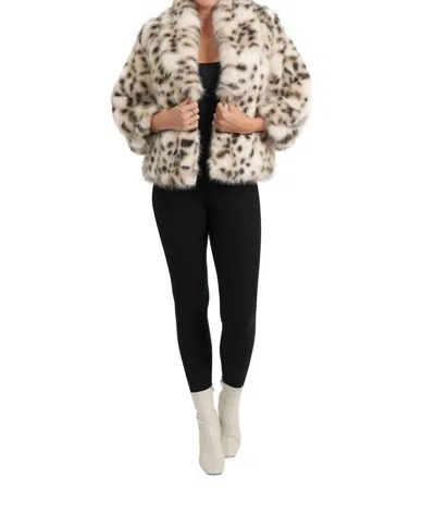 Love Token Button Front Full Collar Jacket In Snow Leopard In Animal Print