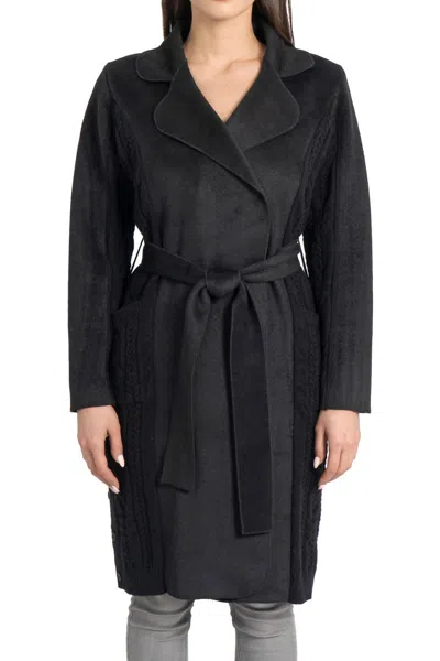 Love Token Callie Long Sleeve Sweater Coat In Black