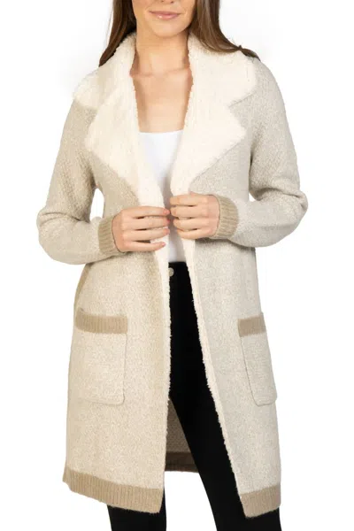 Love Token Candie Long Lseeve Cardigan In Beige In Brown