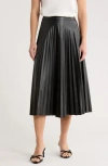 Love Token Carrie Pleated Faux Leather Skirt In Black
