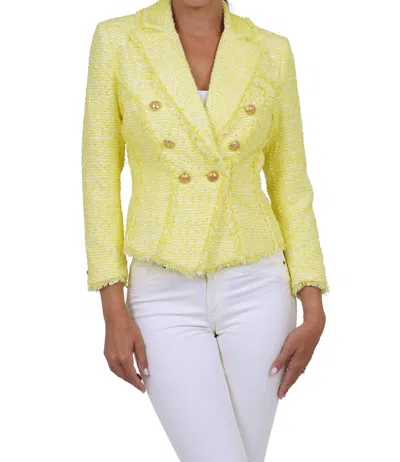 Love Token Catherine Tweed Blazer In Yellow