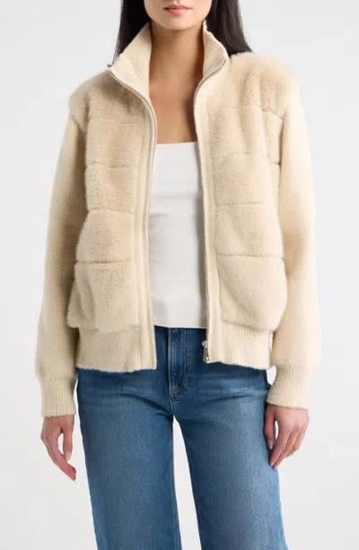Love Token Celia Faux Fur Jacket In Beige