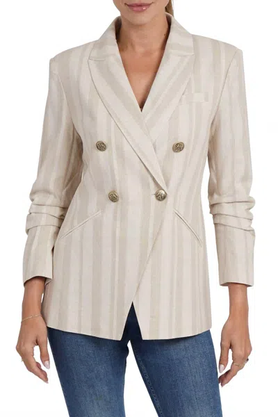 Love Token Cheryl Linen Blazer In Khaki In Green