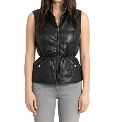 Love Token Chlo Puffer Vest With Cinched Waist In Black