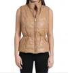 Love Token Chlo Puffer Vest With Cinched Waist In Camel In Brown
