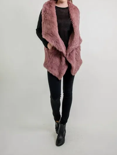 Love Token Chloe Genuine Rabbit Fur Vest In Rose In Pink