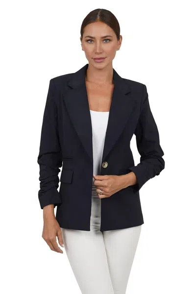 Love Token Claire Woven Blazer In Navy In Blue