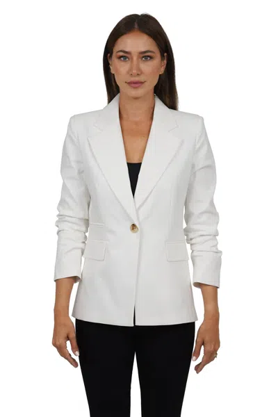 Love Token Claire Woven Blazer In White