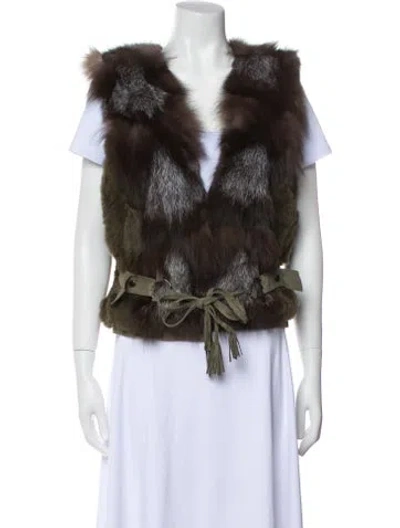 Pre-owned Love Token Colorblock Pattern Fur Jacket In Multi