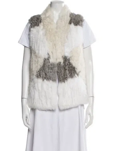 Pre-owned Love Token Colorblock Pattern Fur Jacket In Neutral