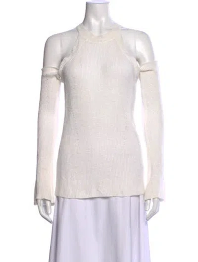 Pre-owned Love Token Crew Neck Long Sleeve Top In White