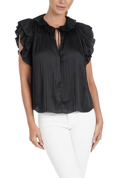 Love Token Lizzie Pleated Sleeve Blouse In Black