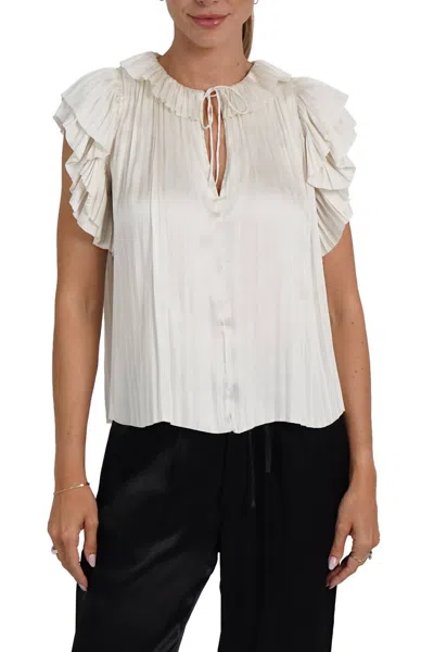 Love Token Daphne Flutter Sleeve Top In Pearl In Neutral