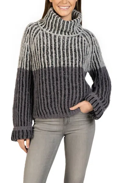 Love Token Daytona Turtleneck Sweater In Charcoal Multi In Gray