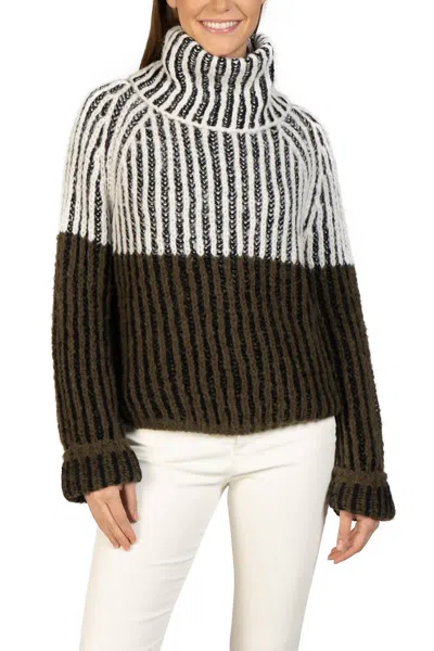 Love Token Daytona Turtleneck Sweater In Olive Multi In Black