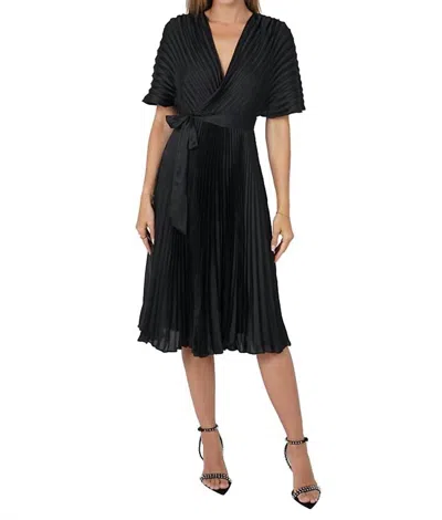 Love Token Diane Crossover V Neckline Midi Dress In Black
