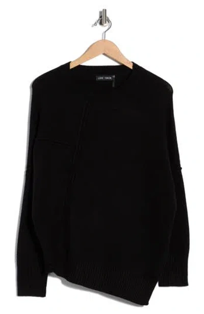 Love Token Dolores Asymmetric Hem Sweater In Black