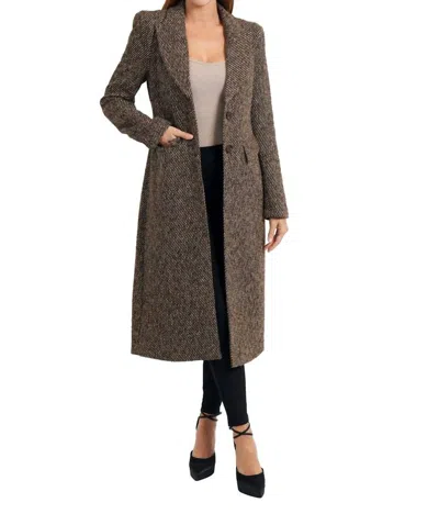 Love Token Elinor Long Coat In Brown