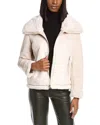 LOVE TOKEN ELIZA FAUX SUEDE/FUR ZIPPERED JACKET IN CREAM