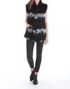 Love Token Eliza Genuine Real Rabbit Fur Vest In Black/snow In Black