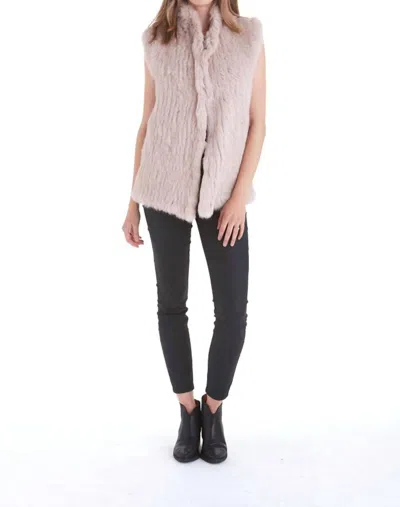 Love Token Eliza Genuine Real Rabbit Fur Vest In Blush In Gold