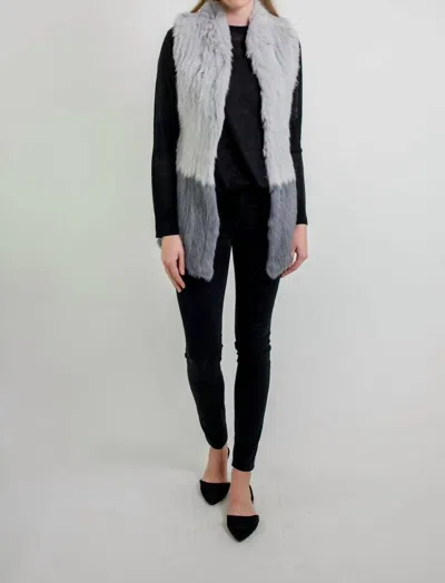 Love Token Elyse Genuine Rabbit Fur Vest In Grey/charcoal In White