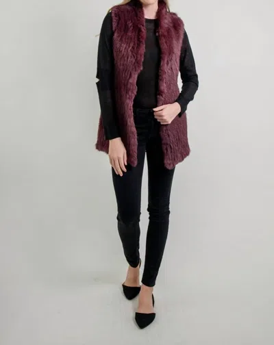 Love Token Elyse Genuine Rabbit Fur Vest In Plum In Burgundy