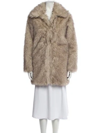 Pre-owned Love Token Faux Fur Coat In Neutral