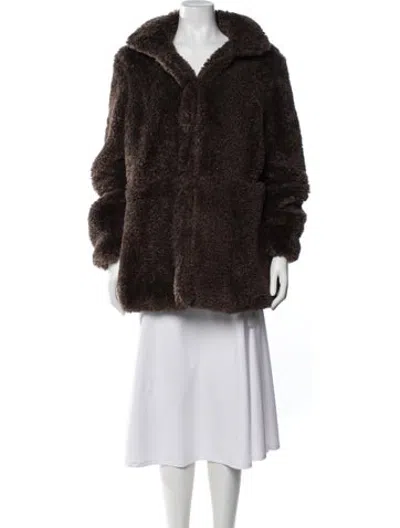 Pre-owned Love Token Faux Fur Faux Fur Jacket In Brown