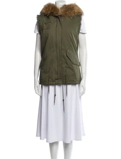 Pre-owned Love Token Faux Fur Fur Jacket In Green